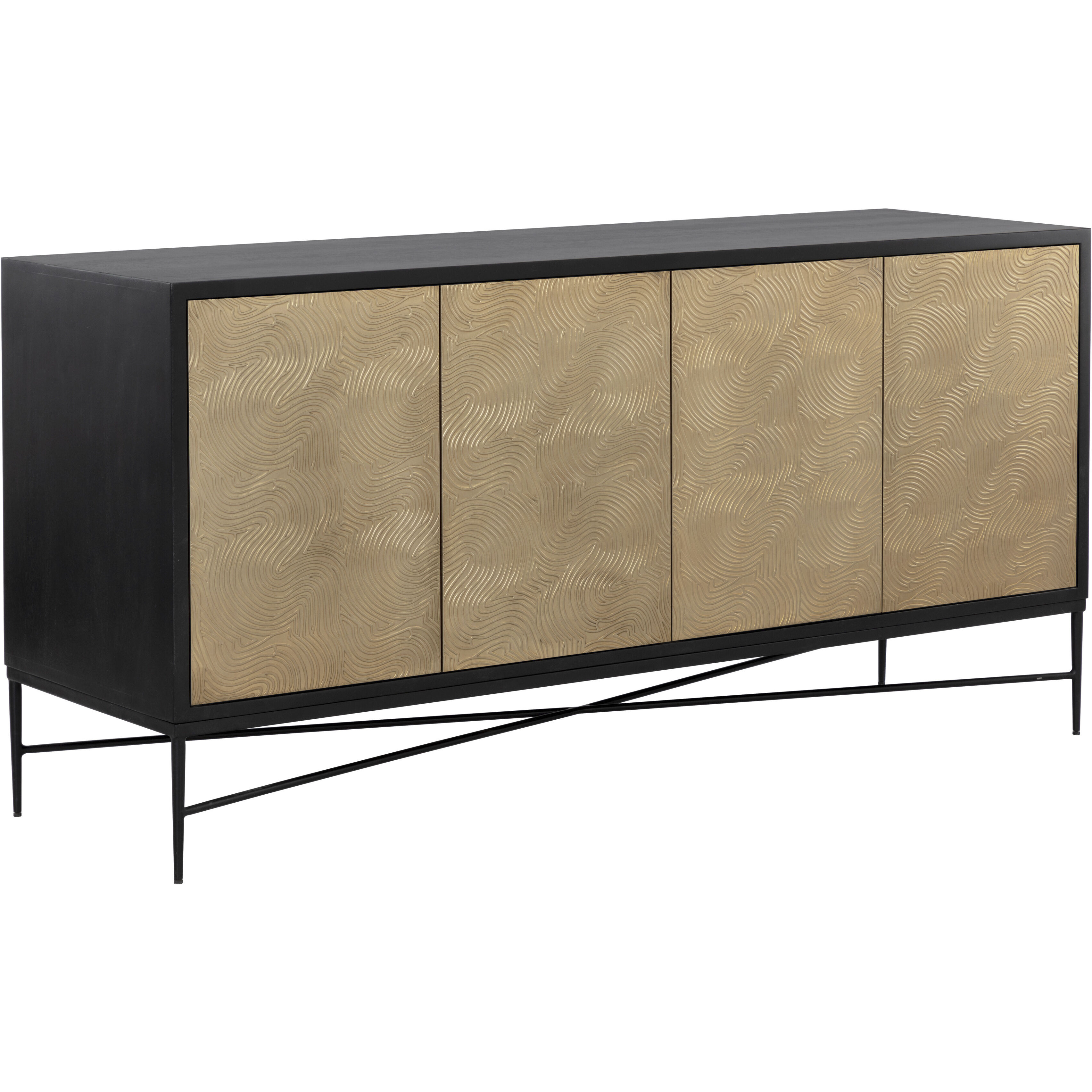 Algarve 68 X 20 inch Black / Champagne Gold Sideboard